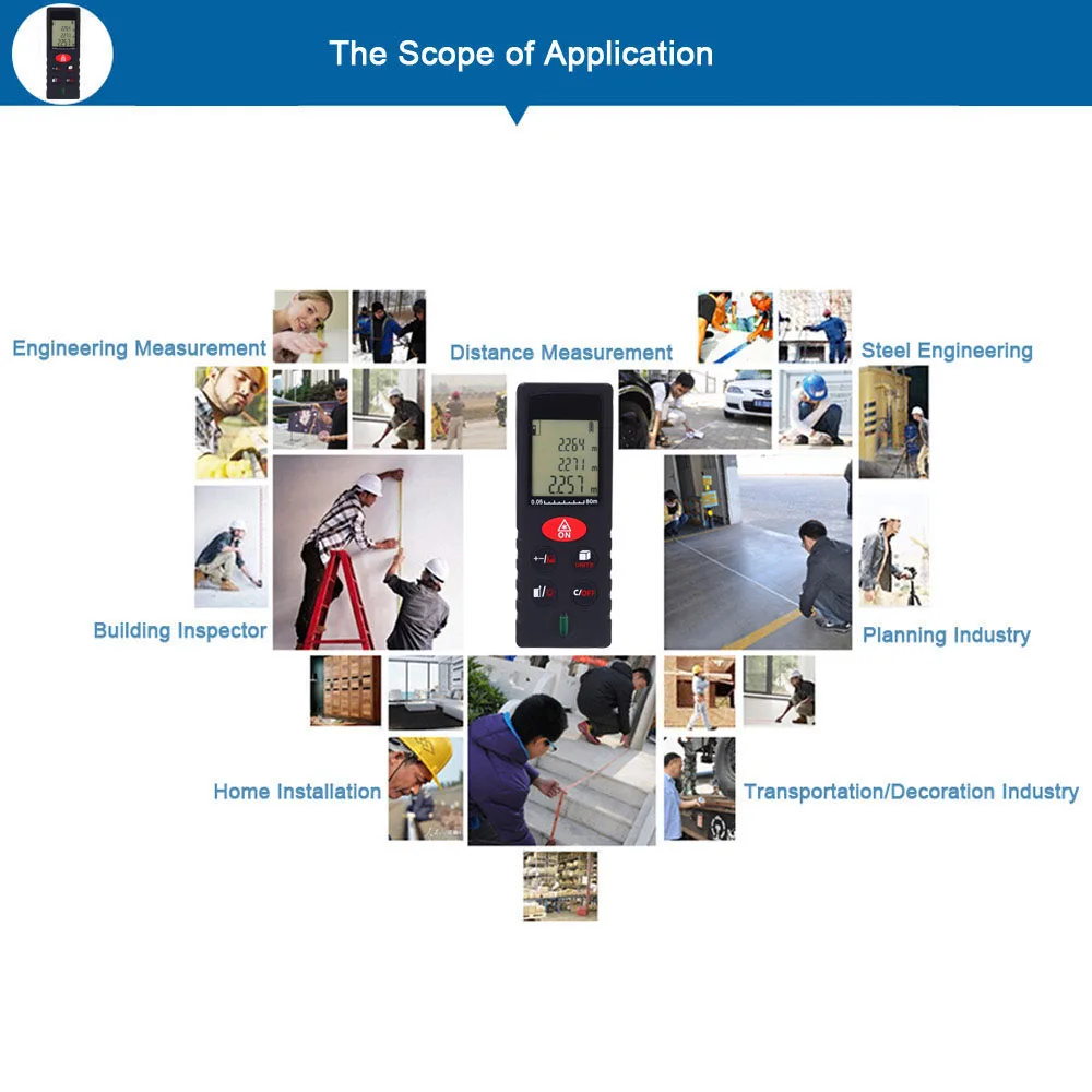 Цифровой лазерный дальномер Высокоточный Ручной Мини 80 м/фута измеритель