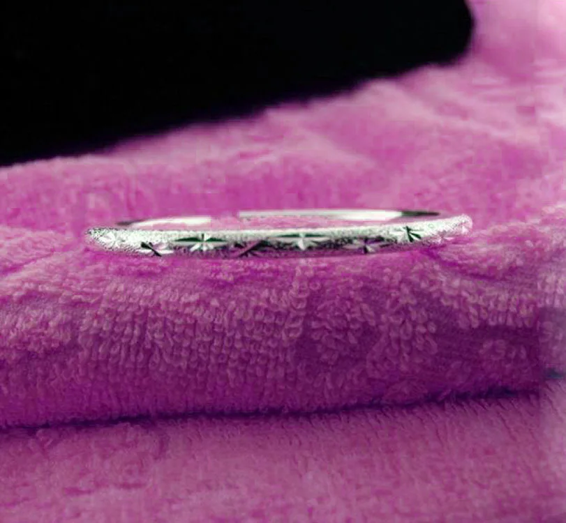 

high quality 15g Large width bangle 999 Sterling Silver stars shape Bracelet For Women Open Adjustable Simple Brand Love Jewelry