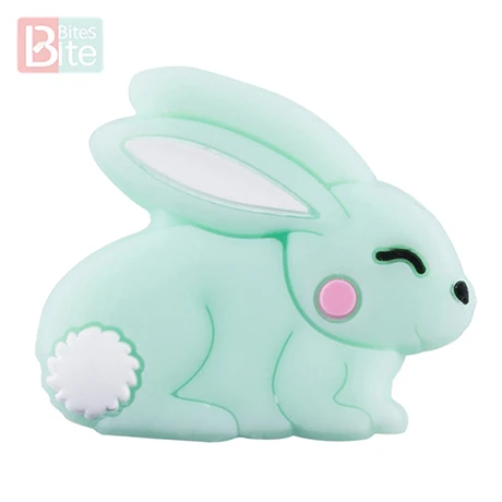 Bunny Mint Bite 5 шт. кролик силиконовые бусины пищевого качества силиконовые бусины-прорезыватели Детские Жевательные BPA бесплатно Товары для малышей Мини Кролик Детский Прорезыватель - Цвет: Bunny Mint