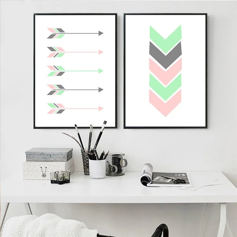 Nordic украшения в виде геометрических фигур Абстрактная живопись Wall Art Холст