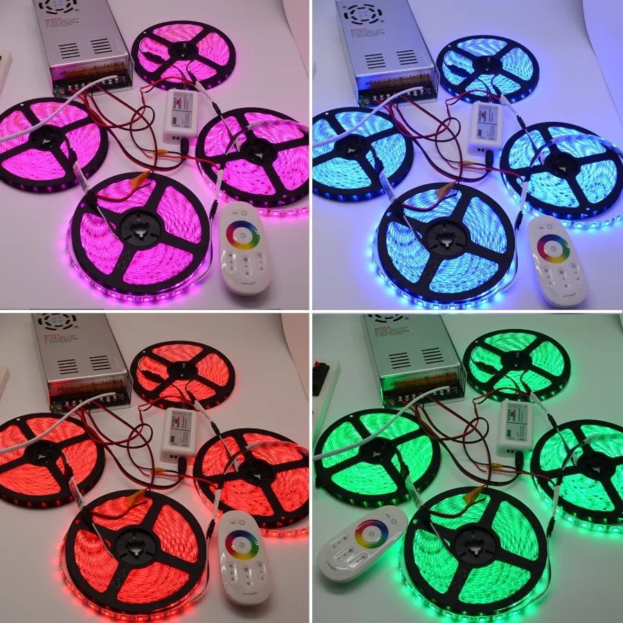 5 м 10 15 20 DC12V Светодиодная лента 5050 SMD Led Гибкий свет 60led/M + 2 4G RF пульт дистанционного