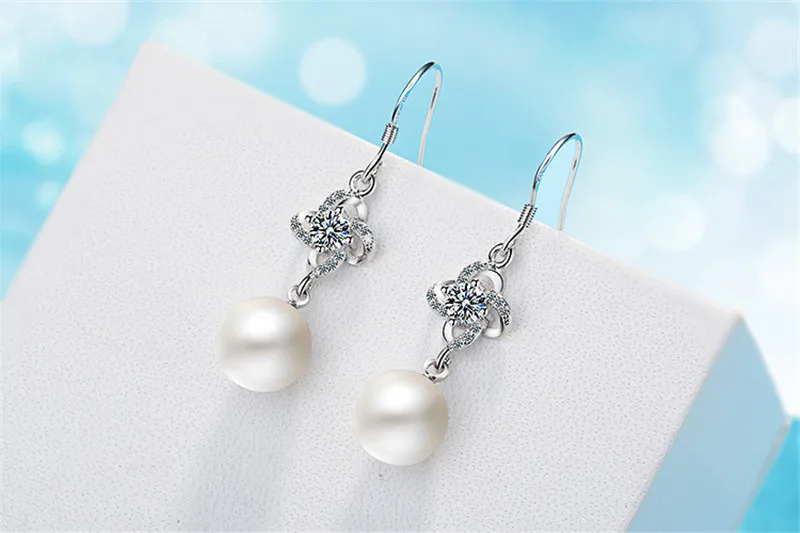 Everoyal New Arrival Female Crystal Clover Earrings For Women Accessories Trendy Silver 925 Girl Pearl Jewelry Lady | Украшения и