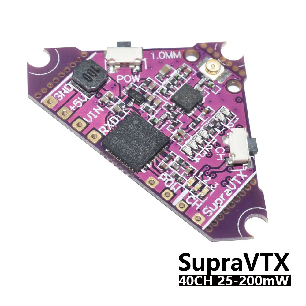 

Supra-VTX VTX 5.8G 40CH 25mw 100mw 200mw Transmitter OSD adjustable for Brushed Bwhoop Mobula7 Mobula6 FPV Racing Quadcopter