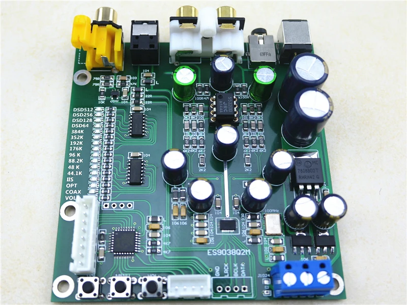 Новейший ES9038Q2M ES9038 Q2M ies DSD оптический коаксиальный входной декодер DAC выход для наушников HiFi аудио Плата усилителя 384k dop128