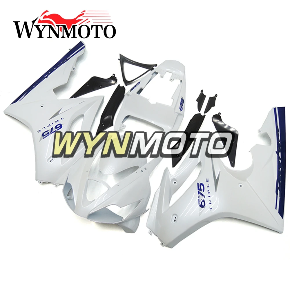 

Complete Pearl White Blue Fairings For Triumph Daytona 675 2006-2008 2007 Injection ABS Plastics Motorcycle Bodywork Panels Hull