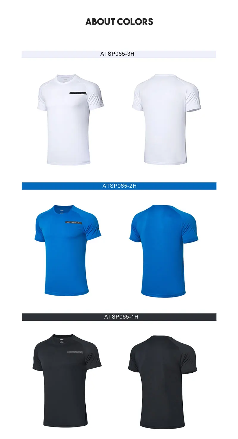 Li-Ning мужская тренировочная Серия короткий рукав топ на сухой дышащий полиэстер подкладка комфорт Спортивная футболка ATSP065 MTS3076