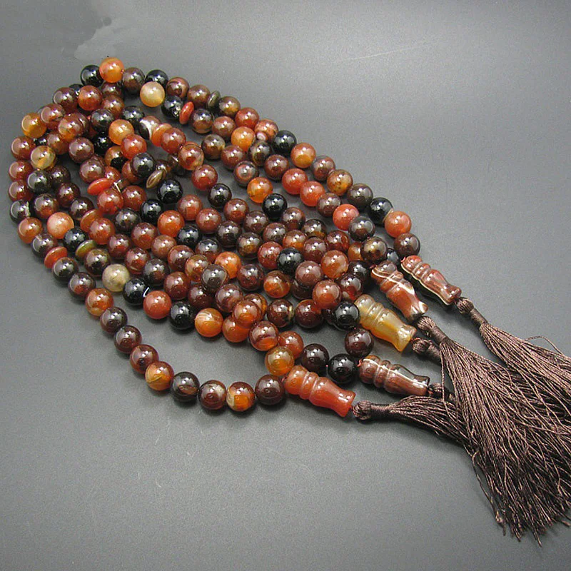 WEIYU Natural Stone Round Shape Jewelry 12mm Big Agates 33 Prayer Beads Islamic Muslim Tasbih Allah Rosary Bracelet with Tassel | Украшения