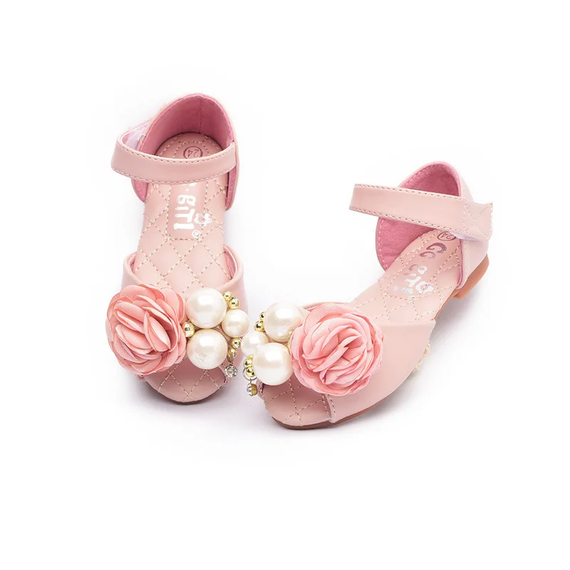 

Genuine Leather Children Sandals For Girls Wedding Party Toddler Baby Shoes Flower Pearl Summer Kids Girls Sandals TX335