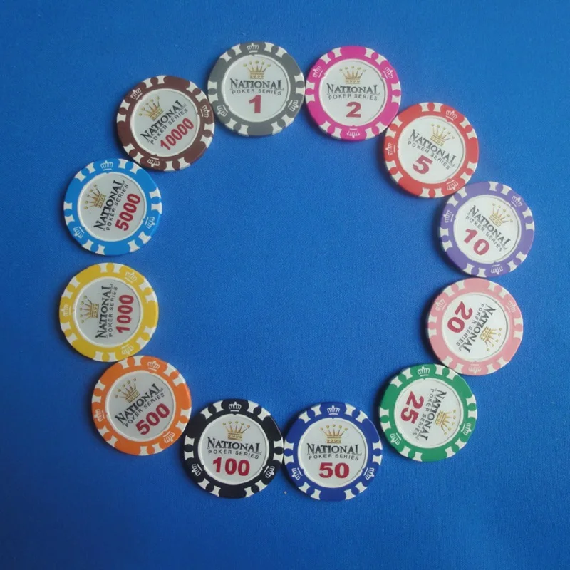 

Wholesale 20PCS/Lot Crown National Poker Chips Texas Hold'em Poker Chips Clay+Iron Poker Club 10000 Value Casino Chip Game Chips