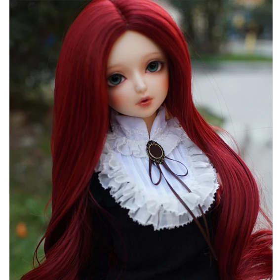 

Big Wave Volume Bjd Night Girl Wig Bjd Doll High Temperature Silk Red Wine Color Doll Hair for 1/3 BJD DIY Accessory