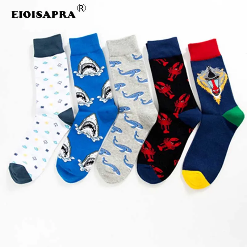 [EIOISAPRA]Harajuku Хип-хоп улица облака/акулы/киты/обезьяны/лобстеры мужские носки с