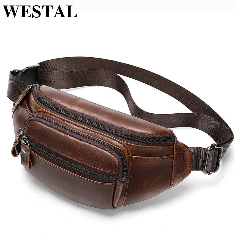 Забавная Мужская поясная сумка WESTAL из натуральной кожи мессенджер нагрудная
