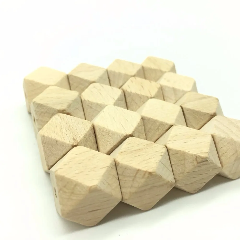Teeny Teeth 60PCS 20 MM Beech Wood Hexagon Beads Hex Geo Natural Eco beads Organic Wooden Loose | Украшения и аксессуары
