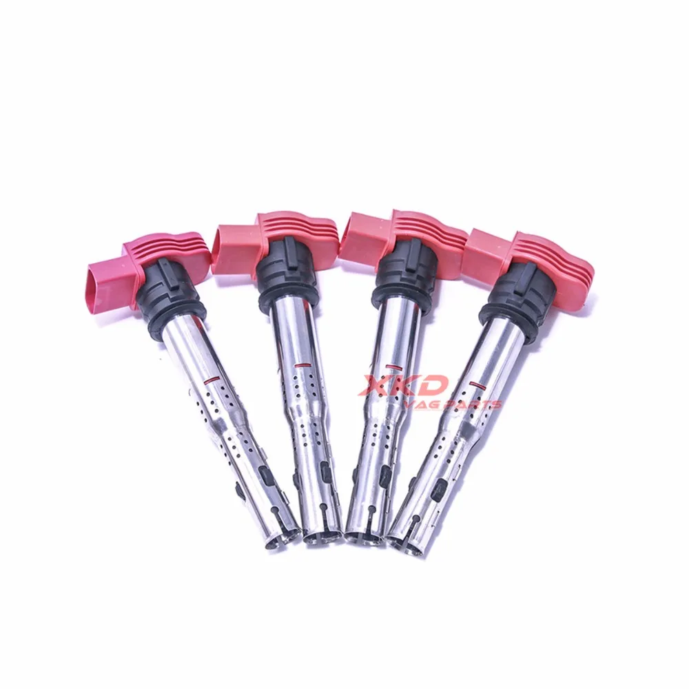 4 шт. новые красные катушки зажигания для VW Touareg AUDI A4 A6 2 8 3 0 TFSI V6 06E 905 115 E|coil audi|coil