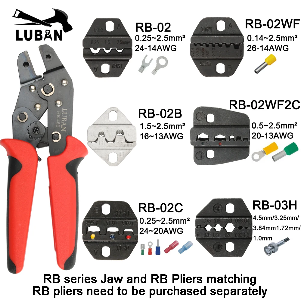 

MINI EUROP STYLE crimping tool crimping plier die sets for RB series RB-02 RB-02B RB-02C RB-02WF RB-02WFf2C RB-03H jaws