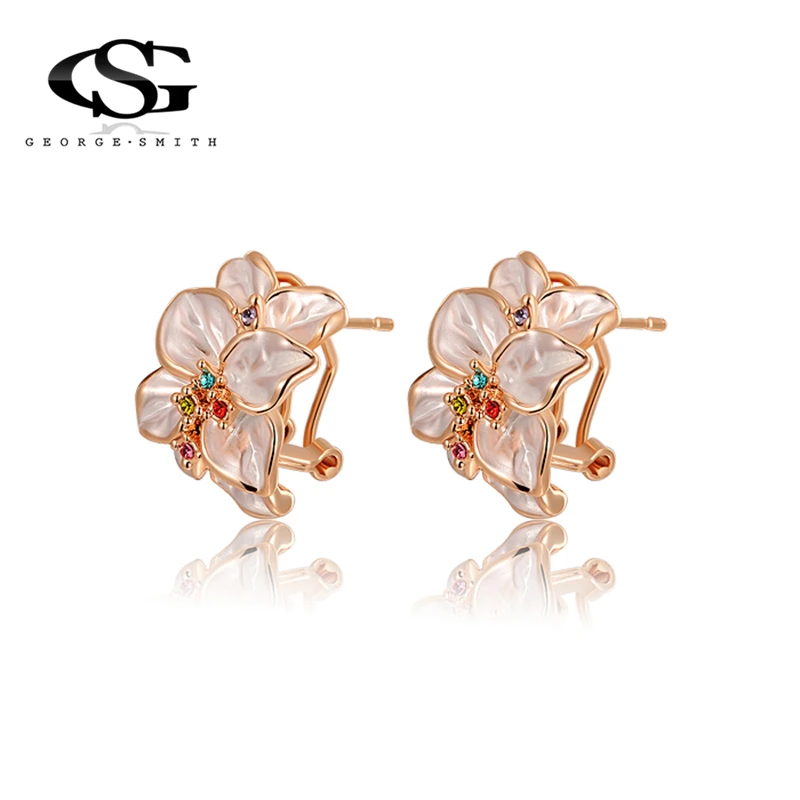GS High Quality Earring Clip Flower on Earrings Rose Gold Color Without Piercing for Girls Party Needn't Ear Hole Y3 | Украшения и