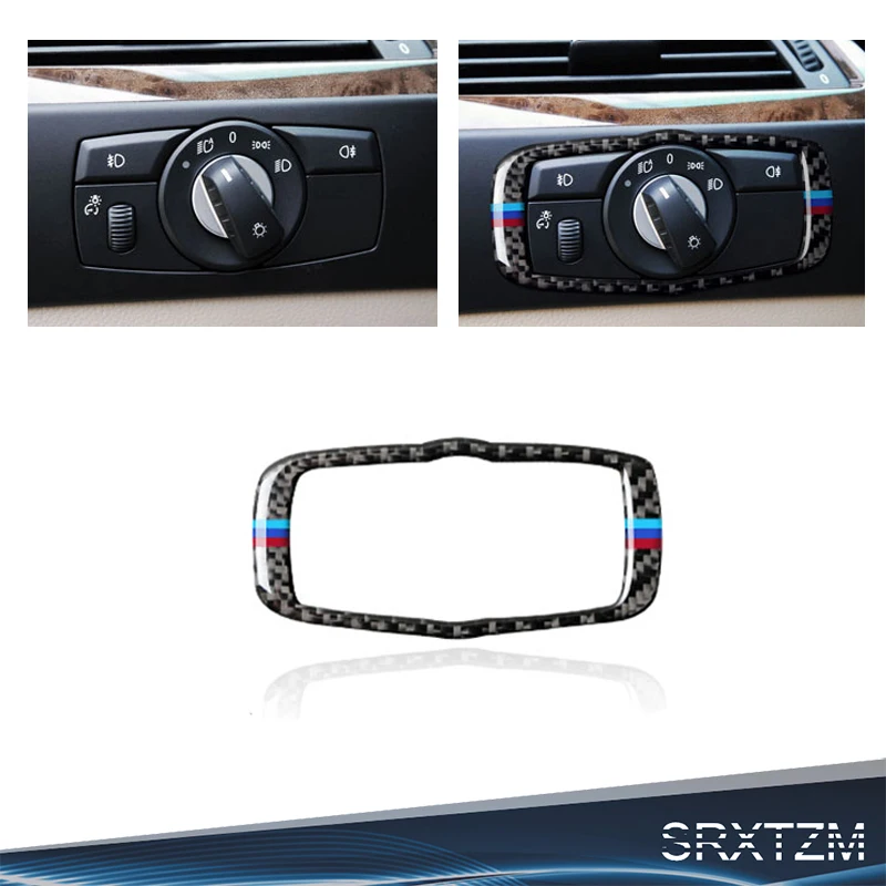 SRXTZM углеродное волокно внутренняя фара переключатель рамка Накладка для BMW E60 5
