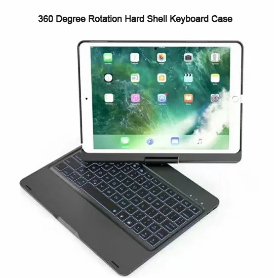 Witsp@ d для нового IPAD() 9,7 дюймов и IPAD AIR 1 Bluetooth клавиатура, 7 цветов с подсветкой ультра-тонкий алюминиевый беспроводной чехол для клавиатуры - Цвет: Black