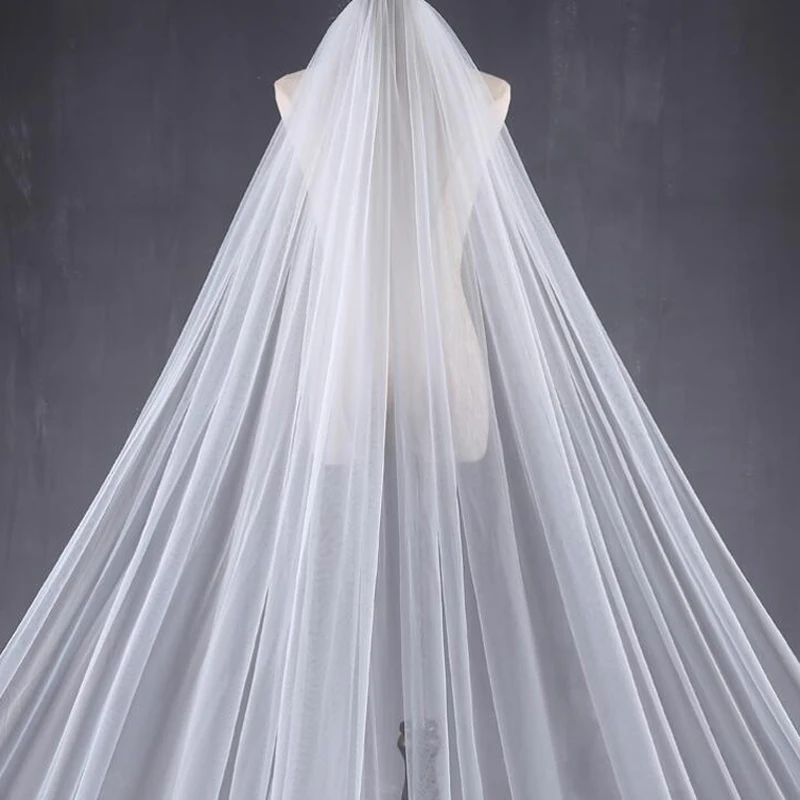 Фата свадебная без гребня с длинными кружевными краями 3 2 м|cathedral wedding veil|wedding