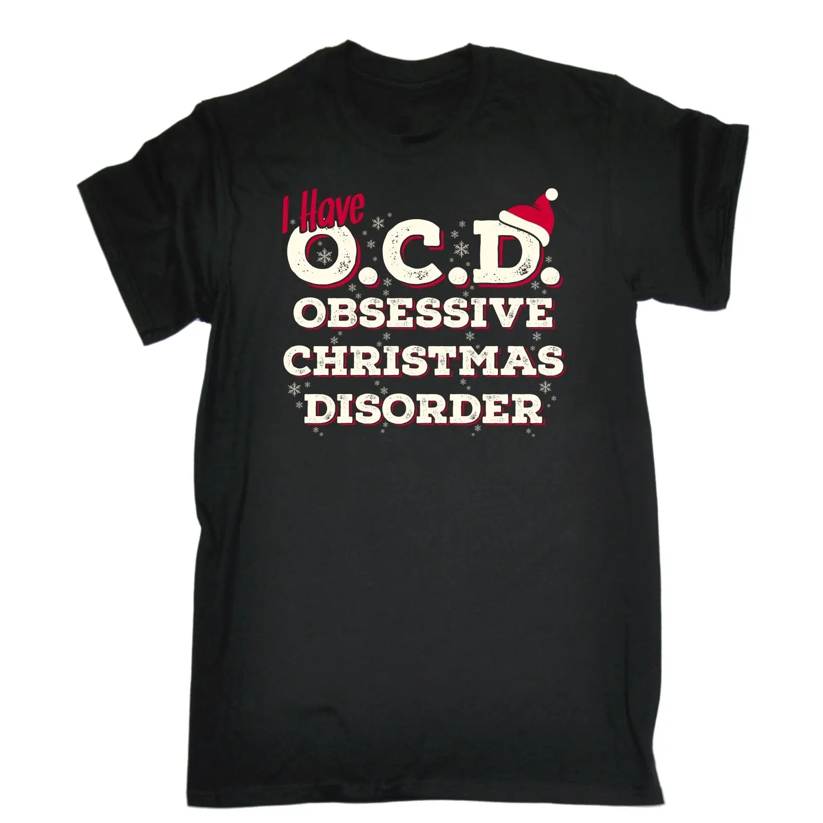 У меня OCD Рождество беспорядок футболка праздники Санта смешной подарок Xmas 100%