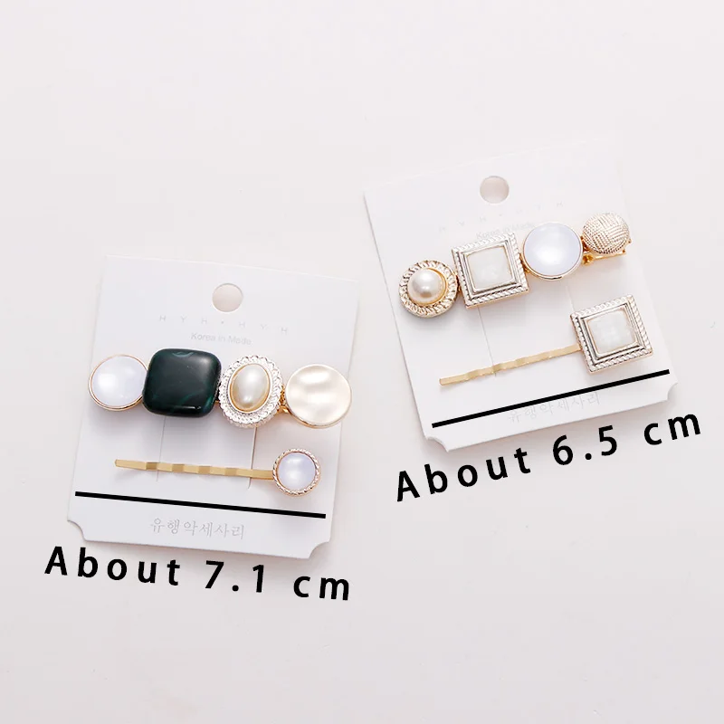 2 шт./компл. новые элегантные жемчужные акриловые геометрические заколки для