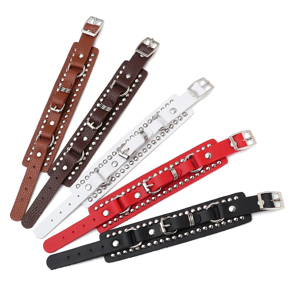 Новинка панк готический заклепки Пряжка ремень из искусственной кожи браслеты