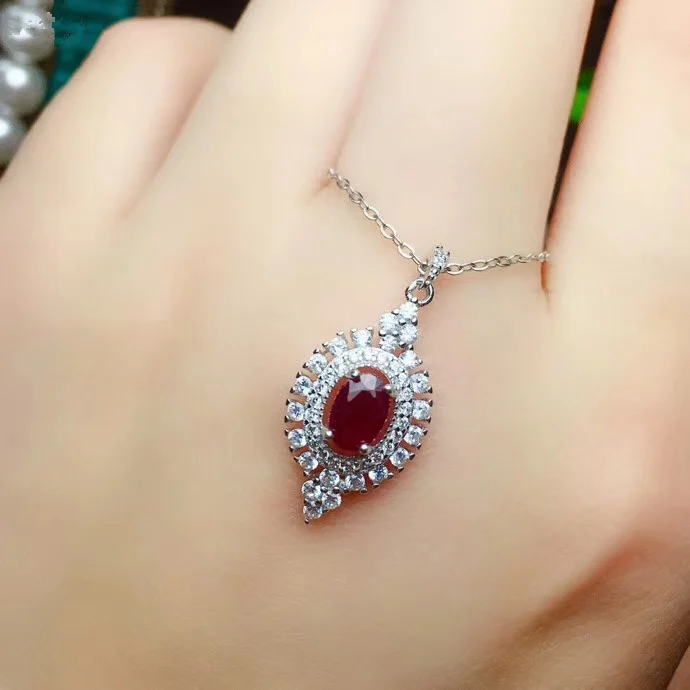 Женские Подвески с рубинами PROCOGEM ожерелье из серебра 925 пробы 4x6 мм 0 6ct бесплатная