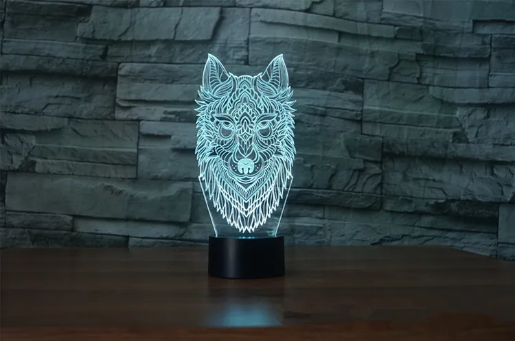3D лампа ночник семь цветов Животные Многоцветный RGB лампа Рождественский Декор Детские Подарочные игрушки сенсорный пульт дистанционного управления настольная лампа