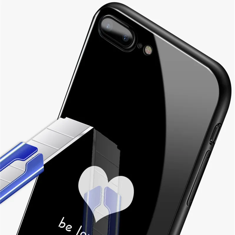 Любовь Сердце чехол из закаленного стекла для телефона iphone X 8 7 Plus модные пары