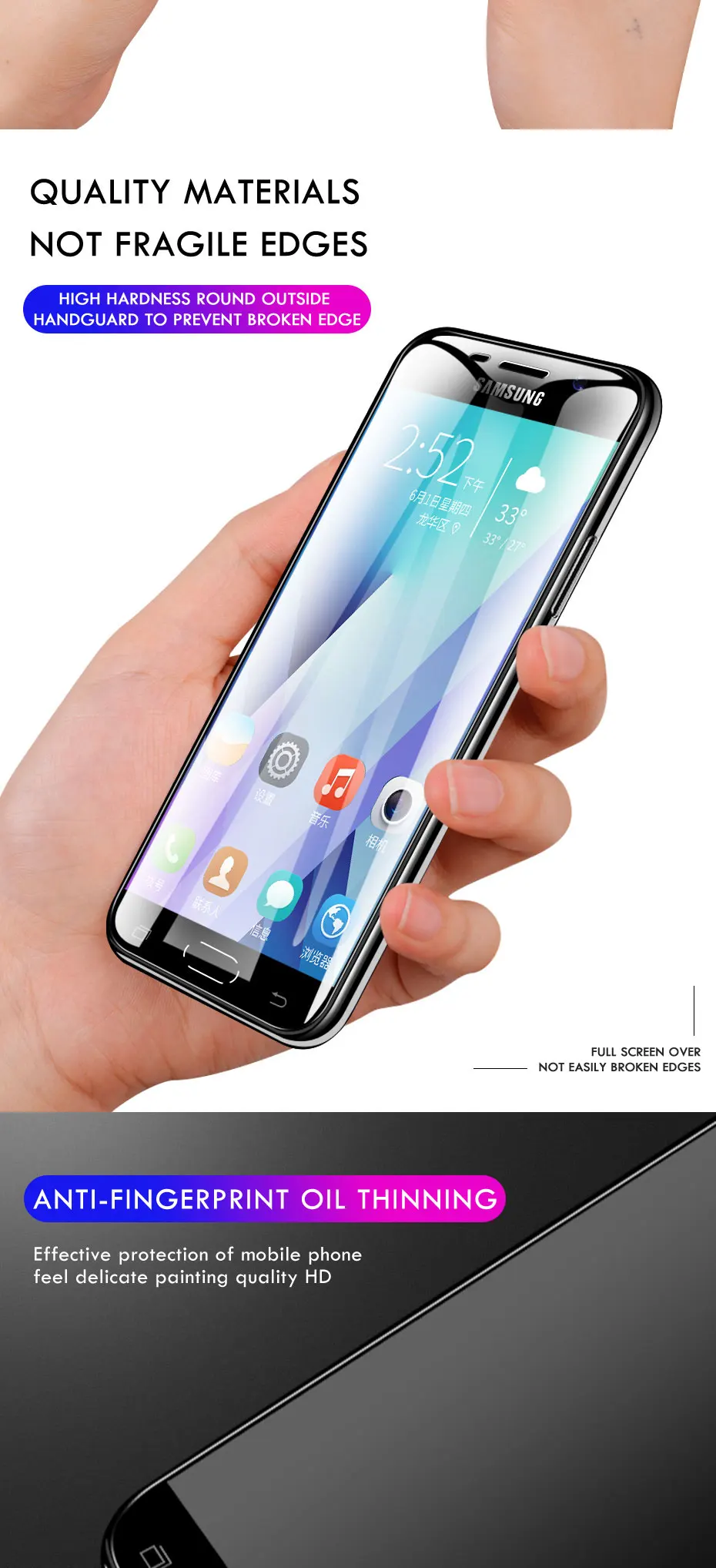 4 шт закаленное Стекло для samsung Galaxy A7 A3 A5 A7 A8 Экран протектор для samsung A6 A7 плюс A8 защитный Стекло