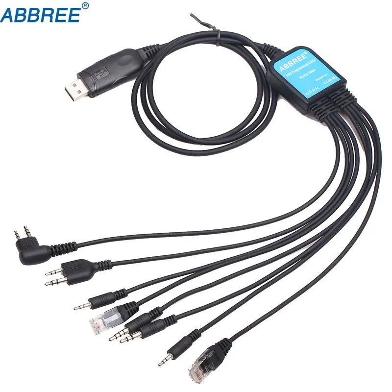 ABBREE 8 в 1 программируемый кабель для kenwood baofeng UV-5R motorola yaesu icom HYT walkie talkie автомобильное мобильное Радио 2 способ радио