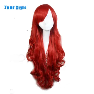 Синтетический длинный волнистый женский парик для косплея в твоем стиле, костюм для вечеринки, красный парик из натуральных волос, Термостойкое волокно