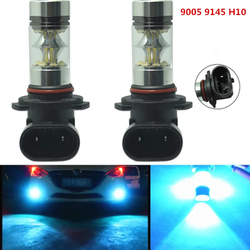 

2pcs 10000K Ice Blue 100W 9145 PY20D H10 LED Car Bulbs For Ford F150 2002 - 2016 Fog Driving DRL Lights