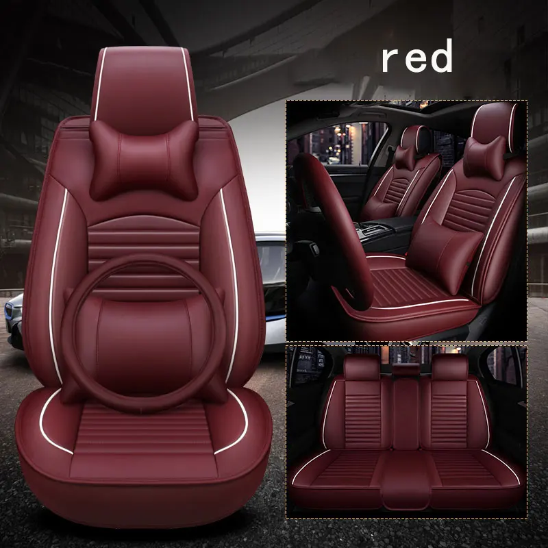 red Кожа автомобилей универсальное автокресло обложки для Seat Alhambra Altea Cordoba IBIZA Леон 2 3 FR Толедо 2002 2003 2004 2005 - Название цвета: red