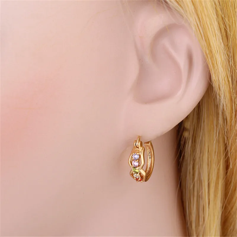 Romantic Hoop Earrings 18K Gold Plated CZ Stones Fashion Women Attractive Earing High Quality JewelleryFree Shipping ER148 | Украшения и