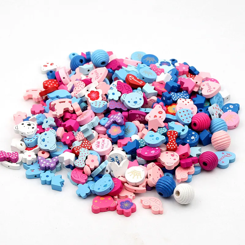 

Multi-pattern Wooden Beads Mixed Color Wood Beads for Jewelry Making DIY Baby betis balompie Pacifier Clip lollipop Attachment