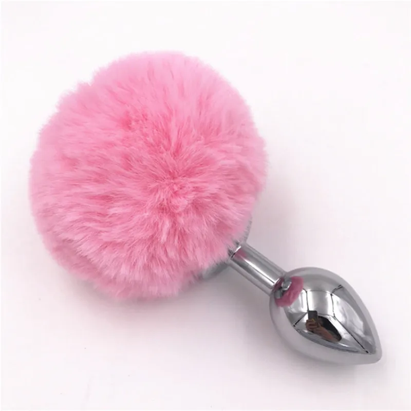 3 Size Anal Plug Pink Rabbit Tail Stainless Steel Butt Plugs Anus Insert Stopper Fetish Sex Toys for Men and Women H8-59B | Красота и