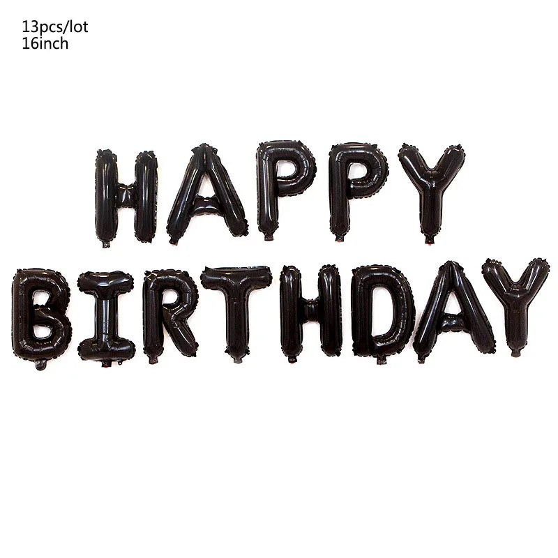 black happy birthday 1 Набор, 30, 40, 50, 60, украшения для дня рождения, для взрослых, индивидуальные принадлежности для дня рождения, золотой, черный, Юбилейный Декор - Цвет: black happy birthday