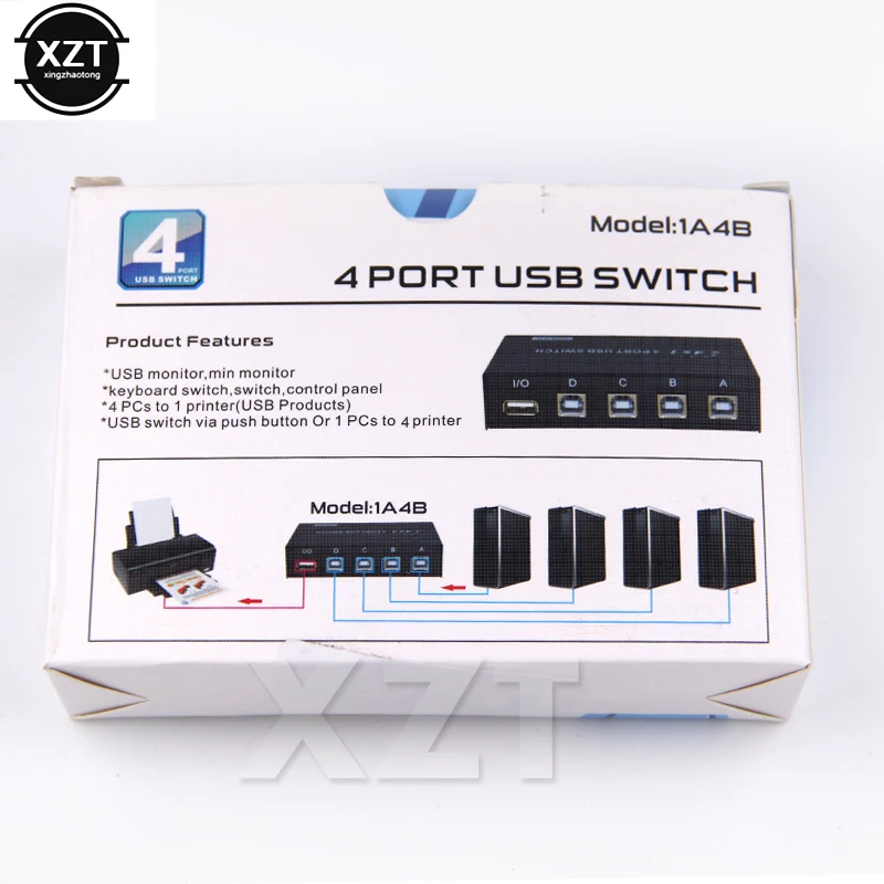 1 шт. новый коммутатор на 4 порта USB 2 0 переключатель хаб с общим доступом квм