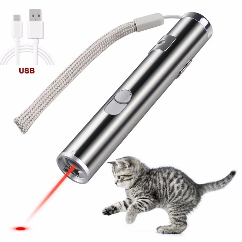 USB аккумуляторная кошка лазерная указка Chaser 2 в 1 многофункциональные игрушки для щенков интерактивный светодиод свет царапины тренировочные инструменты