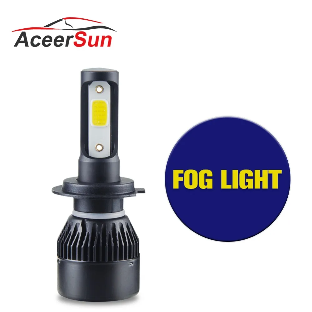 1 шт. светодиодный туман светильник 4300K 6500K H7 COB 72W фары для 8000LM 12V 24V H1 H8 H9 H11 9005 9006 HB3 HB4