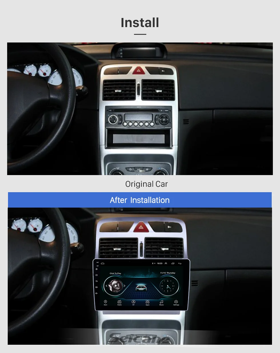 Seicane 2din автомобильный мультимедийный плеер Android 8,1 для peugeot 307 2007 2008 2009 2010 2012 2013 головное устройство радио gps навигации