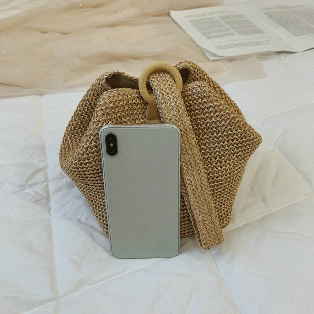 Женская соломенная сумка в стиле ретро плетеная Сумка-тоут из ротанга летняя