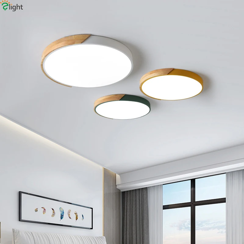 

Nordic Oak App Dimmable Led Ceiling Lights Living Room Round Multicolor Alloy Led Ceiling Lamp Bedroom Led Ceiling Light Fixture