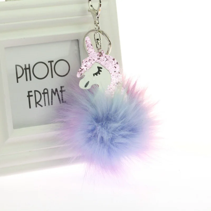 1Pcs Animal Unicorn Fur Keychain For Men Women Bag Car Ornament Phone Key Chain Kids Birthday Wedding Party Favors Gifts | Дом и сад