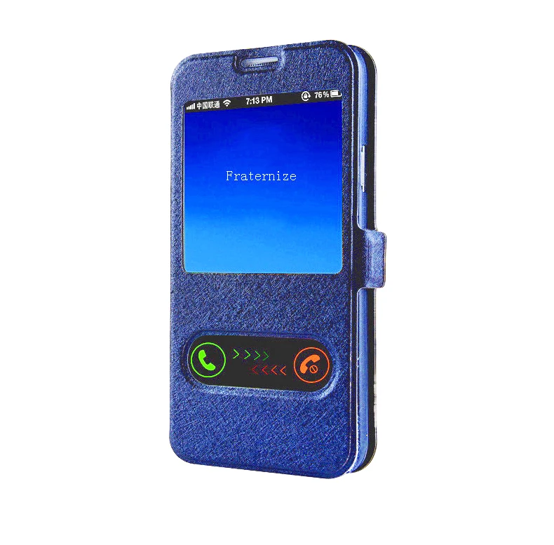 Умный кожаный чехол с двойным окошком для samsung Galaxy S8 S9 Plus S4 S5 S6 S7 Edge Note 8 5 4 3 Edge i9082 откидная задняя крышка с подставкой - Цвет: Синий