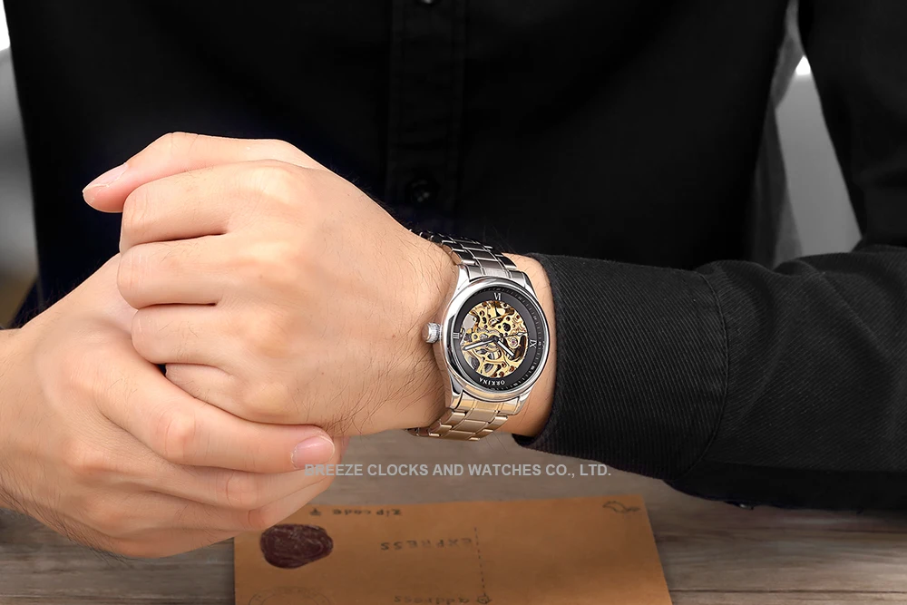 Мг. ORKINA серебряный ободок Нержавеющая сталь ремешок браслет часы Для мужчин