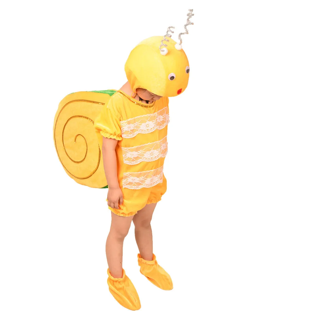 short sleeve yellow Детский зеленый желтый красный костюм улитки на Хэллоуин вечерние костюмы для косплея животных Улитка Одежда для мальчиков и девочек - Цвет: short sleeve yellow