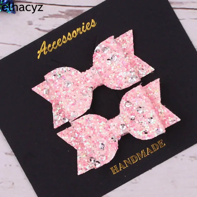 2 шт DIY Мини блёстки Litlle девушки заколки с бантами для волос Блестящий Блеск милые шпильки для вечерние Заколки головные уборы аксессуары