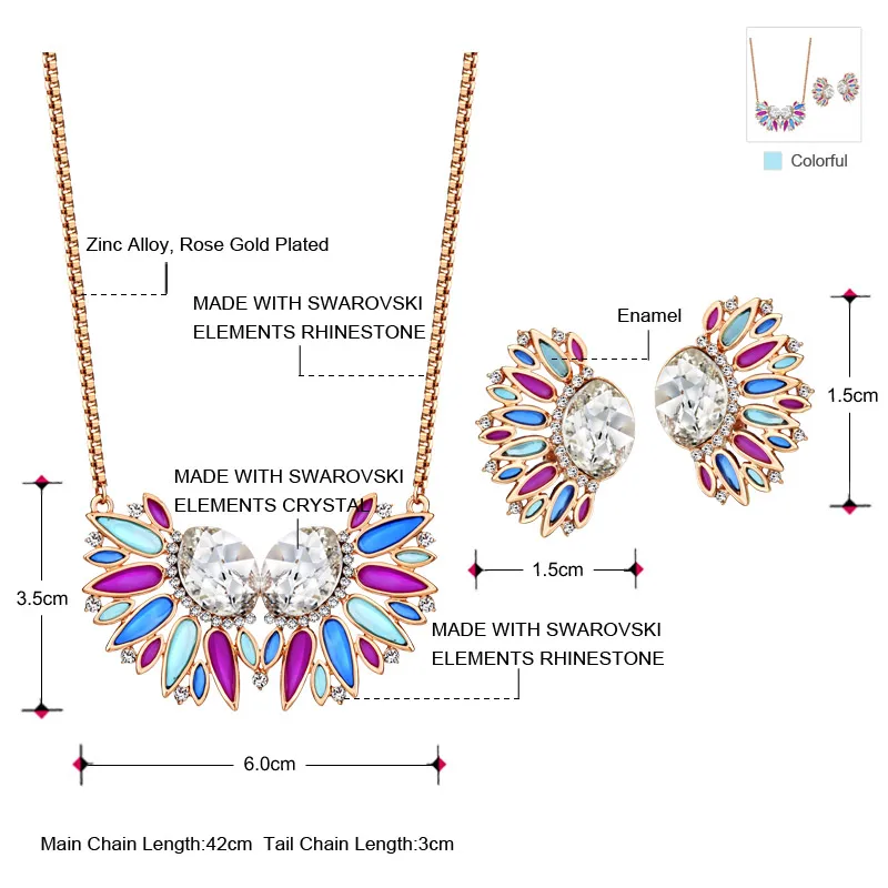 Neoglory кристалл и стразы комплект ювелирных изделий эмаль роскошное красочное